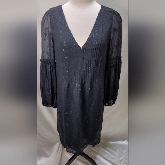 Lilly Pulitzer Cleme Silk Dress Onyx Fish Clip Chiffon Size 8 EUC - Picture 1 of 9